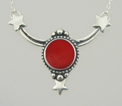 Sterling Silver Carnelian Accents This Celestial Necklace